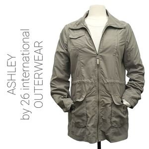 Zippered Windbreaker with Pockets & Drawstring Waist | Green Grey | Small